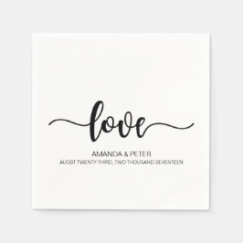 ELEGANT BLACK HANDSCHRIFTELIJKE LOVE WEDDING PAPER SERVETTEN