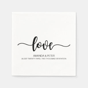 ELEGANT BLACK HANDSCHRIFTELIJKE LOVE WEDDING PAPER SERVETTEN
