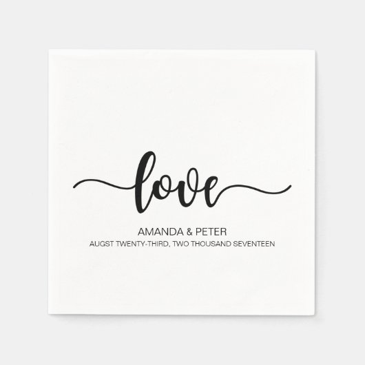 ELEGANT BLACK HANDSCHRIFTELIJKE LOVE WEDDING PAPER SERVETTEN (Voorkant)