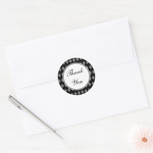 Elegant Black Hartelijk dank Stickers (Envelop)