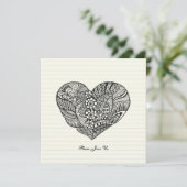 Elegant Black Heart Kaart (Staand voorkant)