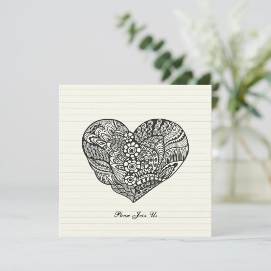 Elegant Black Heart Kaart (Staand voorkant)