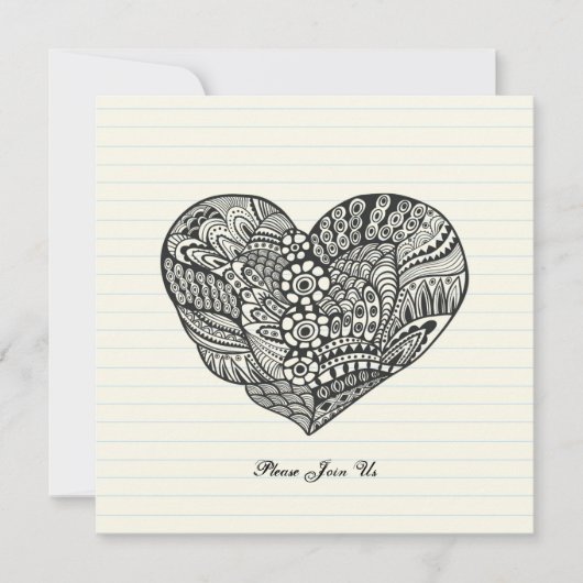 Elegant Black Heart Kaart (Voorkant)