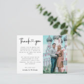 Elegant Black Heart Script Photo Weddenschap Bedan Briefkaart (Staand voorkant)