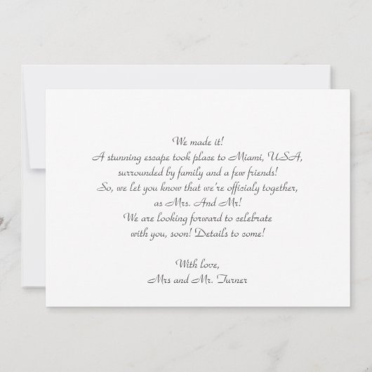 Elegant Black Het is een officiële Calligrafie Wed Aankondiging (Achterkant)