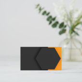Elegant Black Hexagon Visitekaartje (Staand voorkant)