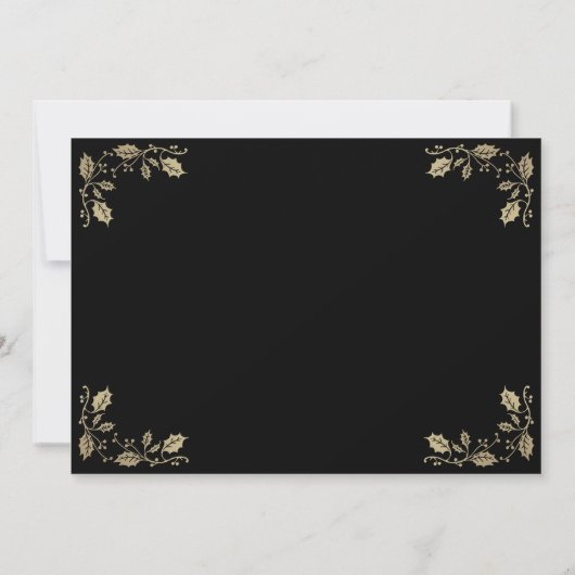 Elegant Black Holly Bells kerstfeestdag Kaart (Achterkant)