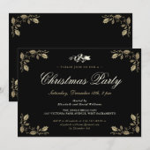 Elegant Black Holly Bells kerstfeestdag Kaart (Voorkant / Achterkant)