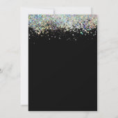 Elegant Black Holographic Glitter Wedding Kaart (Achterkant)