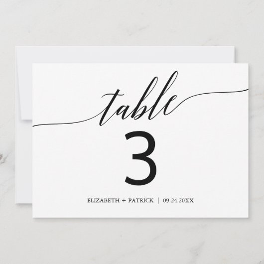 Elegant Black Horizontal Table Number 5x7" Kaart (Achterkant)