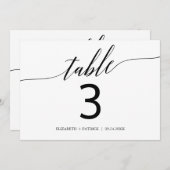 Elegant Black Horizontal Table Number 5x7" Kaart (Voorkant / Achterkant)