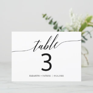 Elegant Black Horizontal Table Number 5x7" Kaart