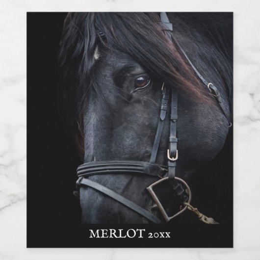 Elegant Black Horse Ecckup Elegant Wijn Etiket (Enkel label)