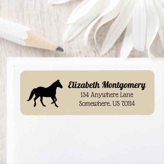 Elegant Black Horse Silhouette | Gepersonaliseerd Etiket (Insitu)