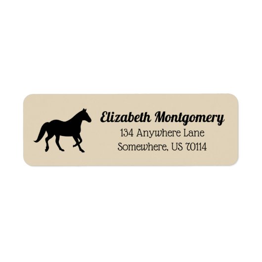 Elegant Black Horse Silhouette | Gepersonaliseerd Etiket (Voorkant)
