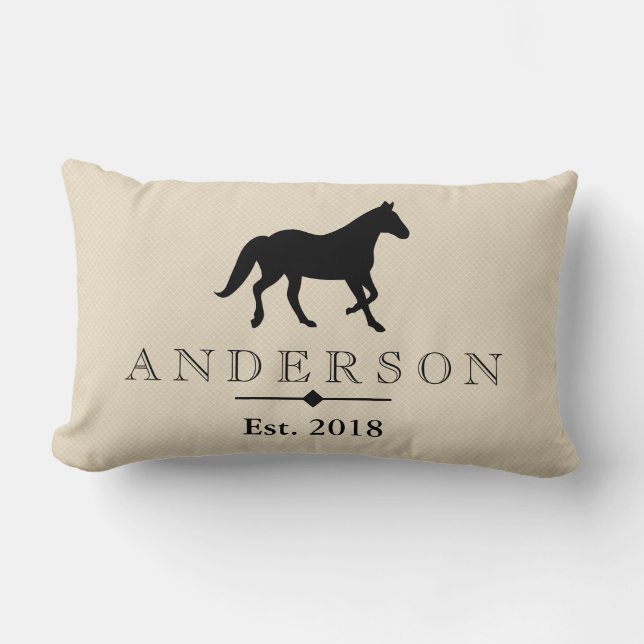 Elegant Black Horse Silhouette | Gepersonaliseerd Kussen (Voorkant)