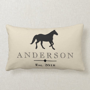 Elegant Black Horse Silhouette   Gepersonaliseerd Kussen