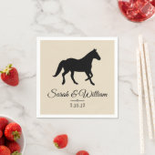 Elegant Black Horse Silhouette | Gepersonaliseerd Servet (Insitu)
