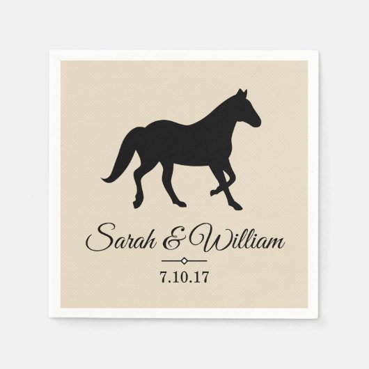 Elegant Black Horse Silhouette | Gepersonaliseerd Servet (Voorkant)
