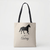 Elegant Black Horse Silhouette | Gepersonaliseerd Tote Bag (Voorkant)