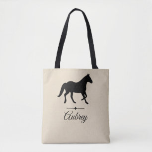 Elegant Black Horse Silhouette   Gepersonaliseerd Tote Bag