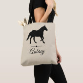 Elegant Black Horse Silhouette | Gepersonaliseerd Tote Bag (Dichtbij)