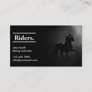 Elegant Black Horseback Riding Visitekaartje