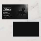 Elegant Black Horseback Riding Visitekaartje (Voorkant / Achterkant)