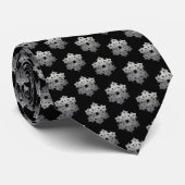 Elegant Black I Metallic kerstsnowflake Stropdas (Opgerold)