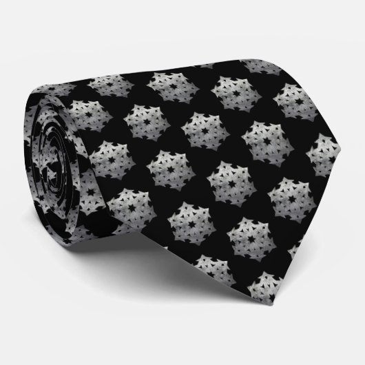 Elegant Black I Metallic kerstsnowflake Stropdas (Opgerold)
