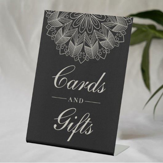 Elegant Black Indian Boho Wedding Gifts & Cards Reclamebord Met Voetstuk