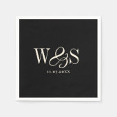 Elegant black initial wedding couples servet (Voorkant)