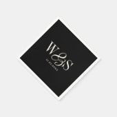 Elegant black initial wedding couples servet (Hoek)