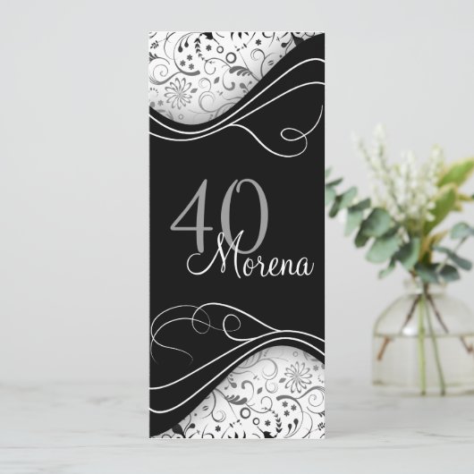 Elegant Black Invitation Kaart (Staand voorkant)