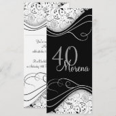 Elegant Black Invitation Kaart (Voorkant / Achterkant)