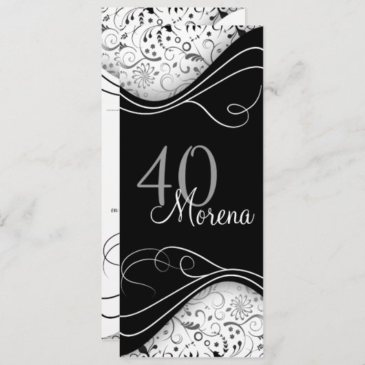 Elegant Black Invitation Kaart (Voorkant / Achterkant)