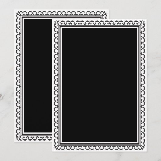 Elegant Black Invitation Sjabloon Kaart (Voorkant / Achterkant)