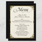 Elegant Black, Ivory en Gold Custom Wedding Menu (Voorkant / Achterkant)