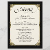 Elegant Black, Ivory en Gold Custom Wedding Menu (Voorkant)