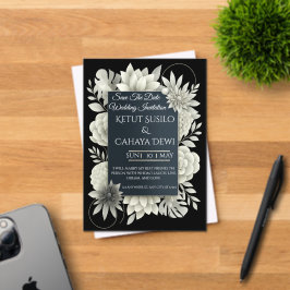 Elegant Black & Ivory Floral Wedding Invitation  Acryl Uitnodigingen