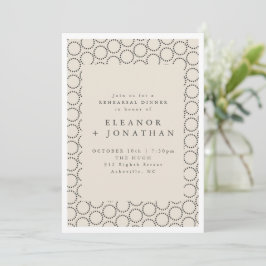 Elegant Black Ivory Geometric Rehearsal Dinner Kaart