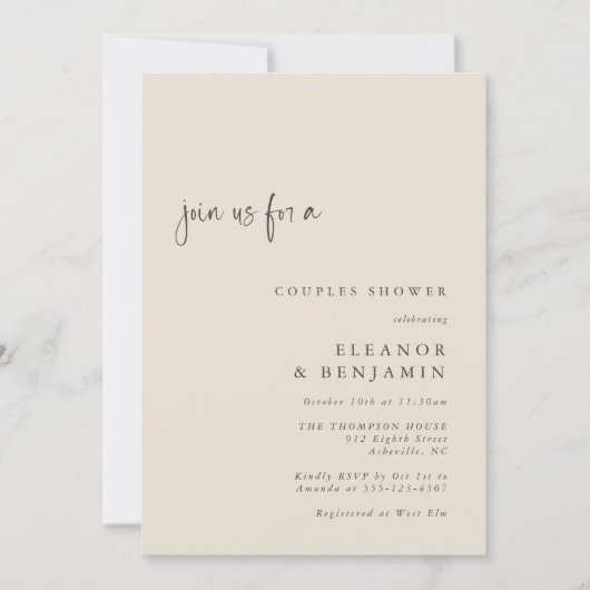 Elegant Black Ivory Mid-Century Mod Couples Shower Kaart (Voorkant)