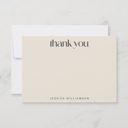 Elegant Black Ivory Mid-Mod Custom Vrijgezellenfee Bedankkaart (Voorkant)