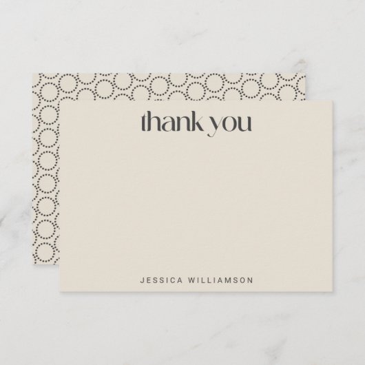 Elegant Black Ivory Mid-Mod Custom Vrijgezellenfee Bedankkaart (Voorkant / Achterkant)