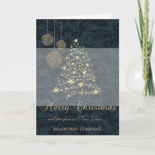 Elegant Black, kerstboom, Snowflakes, bedrijf Feestdagen Kaart (Voorkant)