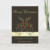 Elegant Black, kerstdeers Buffalo Pset Feestdagen Kaart (Voorkant)