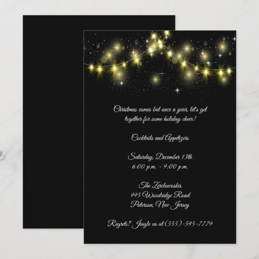 Elegant Black kerstfeest Kaart (Voorkant / Achterkant)