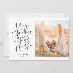 Elegant Black Kerstkalligrafie-script collage Feestdagenkaart