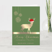 Elegant Black, Kerstmis, Santa Hat, bedrijf Feestdagen Kaart (Voorkant)