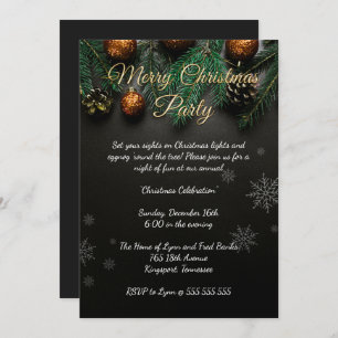 Elegant Black Kerstparty Kaart
